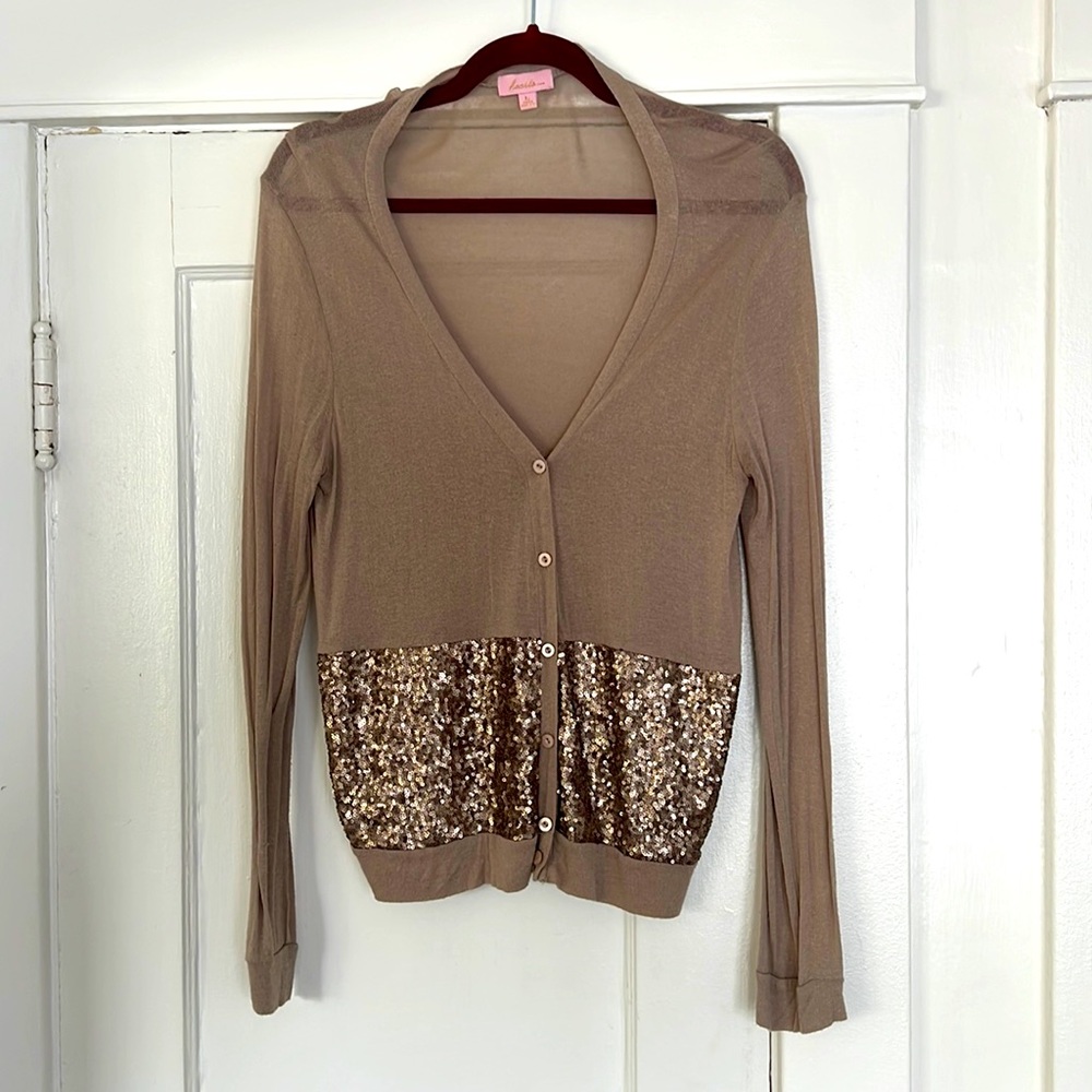 Beige cardigan with sequin detail